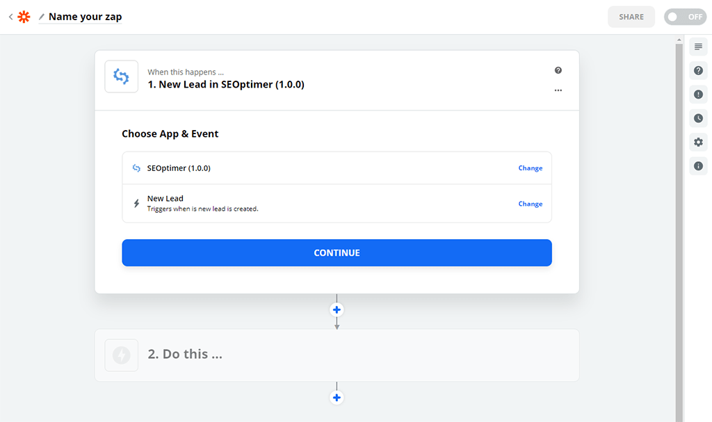 Zapier app krok 2
